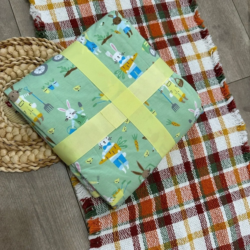 New Little Sleepies Easter Cloud Blanket RARE Bunny Carrot Garden Lg Reversible